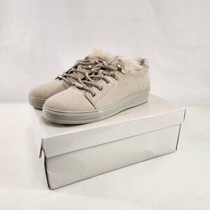 Taryn Rose Georgy Calf Suede Shoes Womens Size 8.5 Chalk Faux Fur New w/ Box